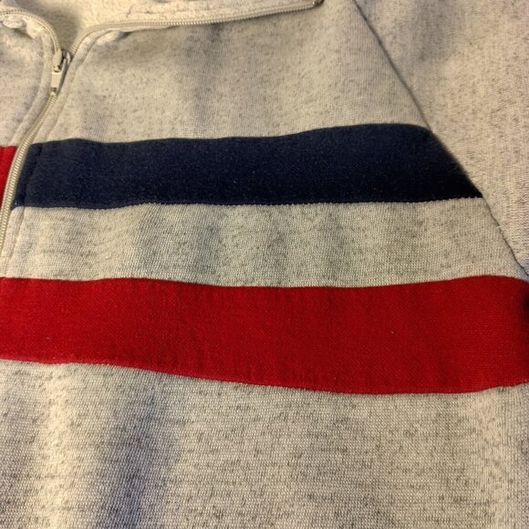 Vintage Track & Court Sweatshirt Men M Tall Gray Full Zip Red Blue Stripe Retro - Picture 13 of 16